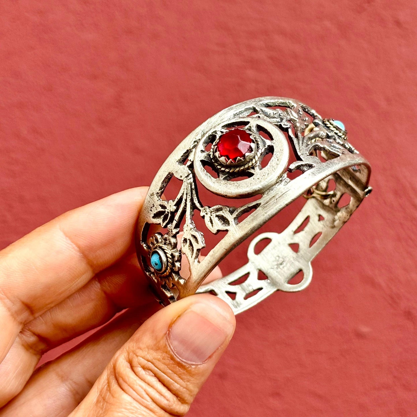 Bracelet Afghan Vintage Articulé - Bijou Ethnique Tribal Boho