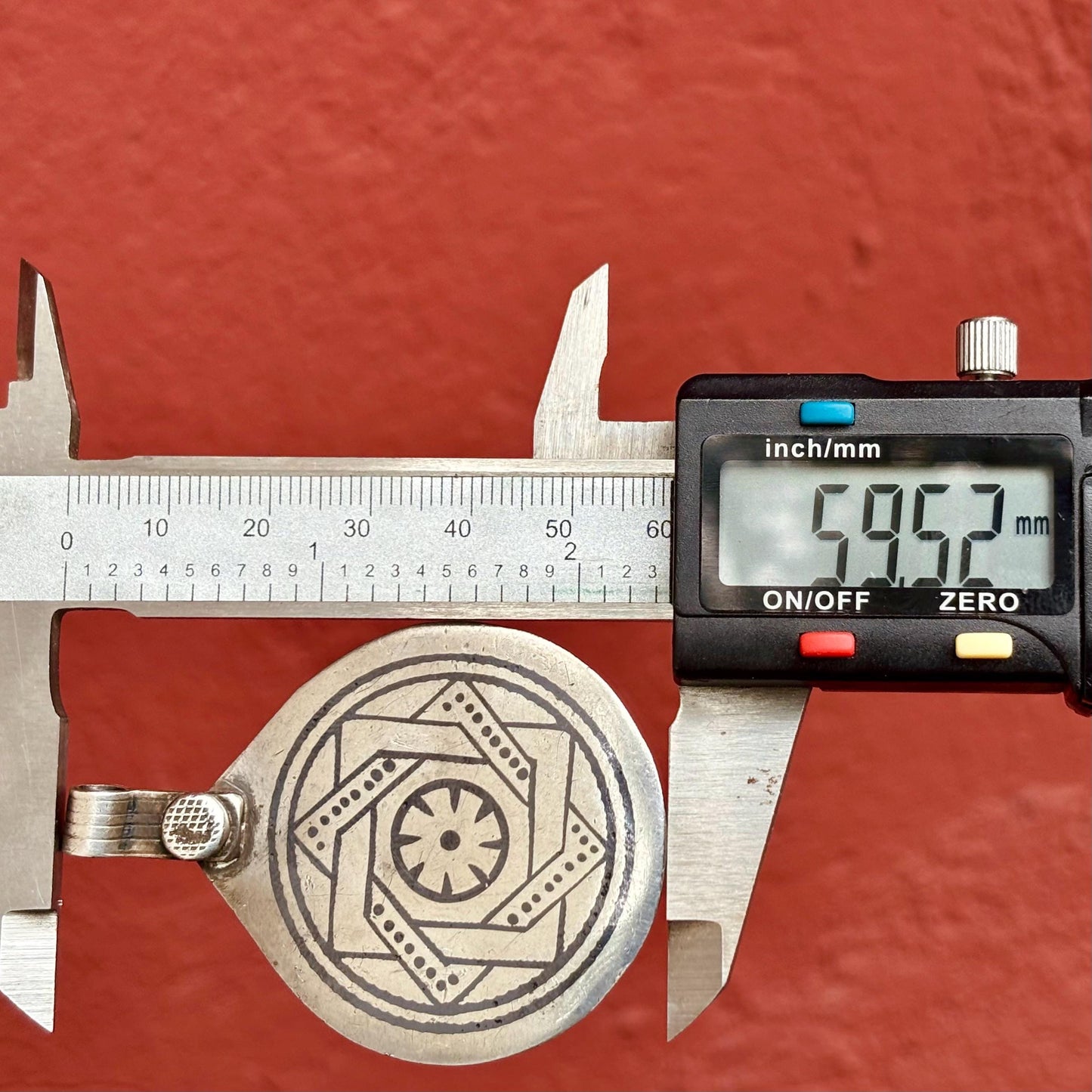 Pendentif Touareg argent niellé étoile 8 branches - Amulette Berbère Maroc