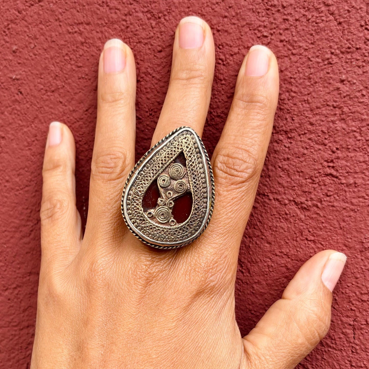 Bague Turkmène, Afghane, Grosse bague festival, Hippie, Boho, Gypsy, Bague tribale, Ethnique, Orientale, Bague filigrane, Vintage, Artisanat