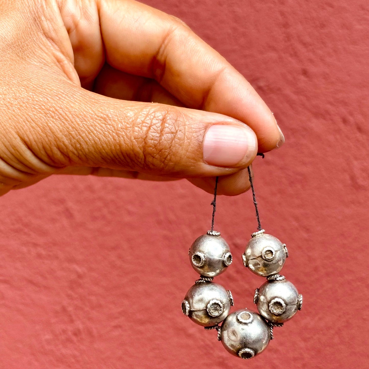 Perles Argent Antiques Vallée Swat Pakistan - Perles Boule Tribales Ethniques Vintage - Création Bijoux Asie