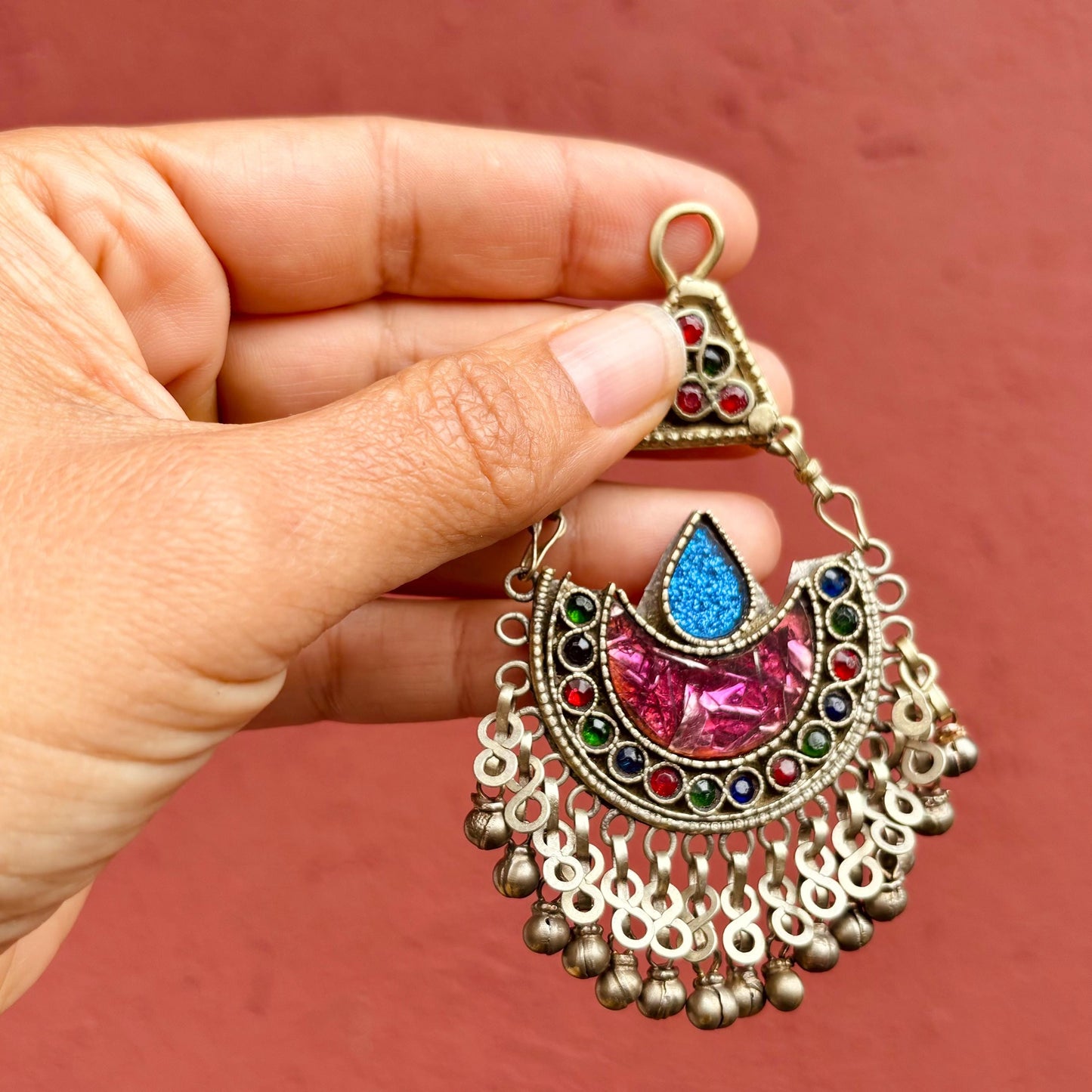 Pendentif tribal vintage, Bijou de tête ethnique boho gypsy vintage, Bijou Afghanistan tribu Kuchi, Pendentif tikka ornement danse orientale