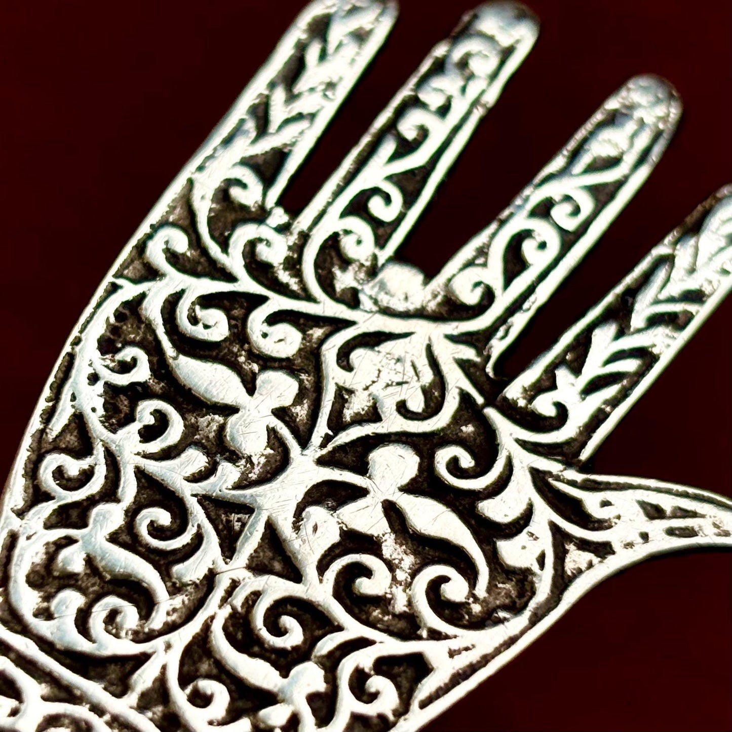 Colgante de plata Mano de Fátima, Hamsa, Khamsa, Joya árabe oriental, Antigüedades Marruecos Magreb, Amuleto Talismán vintage, Regalo mujer