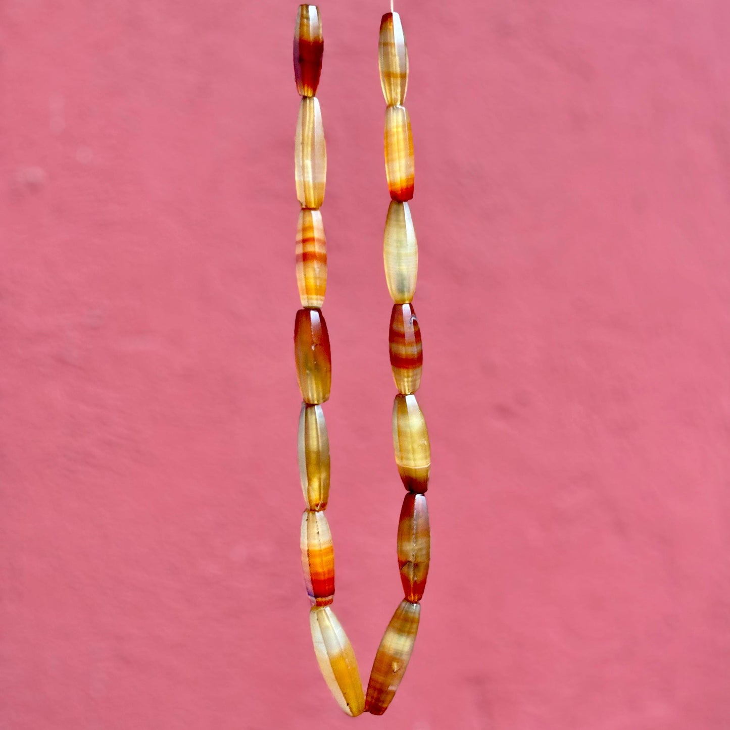 Perles Agate Antiques Idar Oberstein - Perles de Commerce Vintage Africaines - Tube Facetté Bicône Création Bijoux