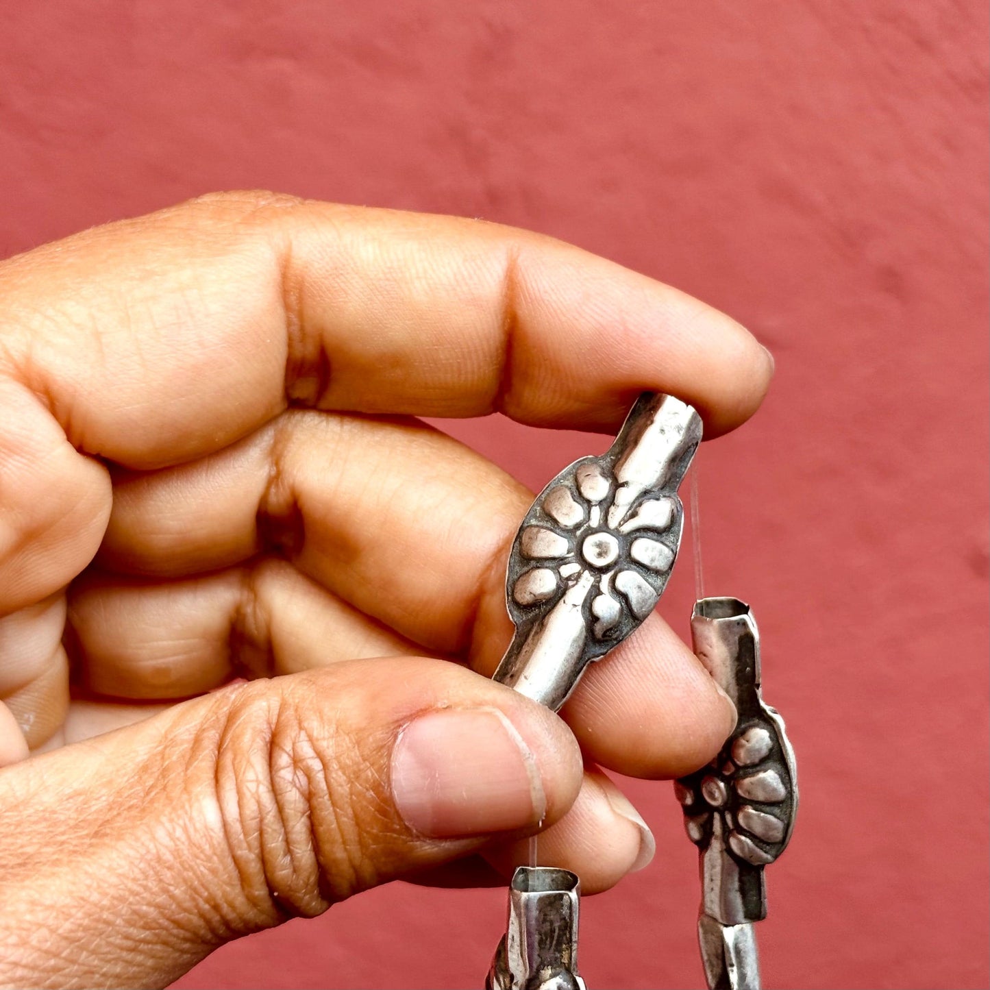 Perles argent Turkmènes Afghanistan, Perles anciennes antiques plates rares, Perles asiatiques orientales, Fournitures création bijoux