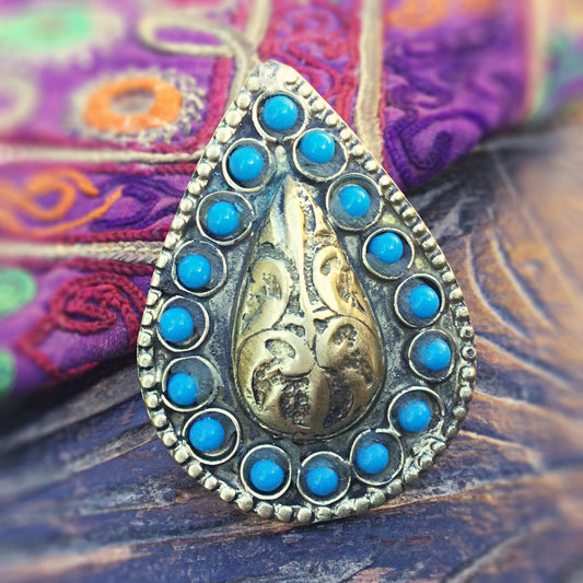 Bague tribale, Bague vintage, Bague ethnique, Grande bague festival, Bijoux afghans, Bijoux ethniques, Bague orientale, Boho Gypsy Taille 63