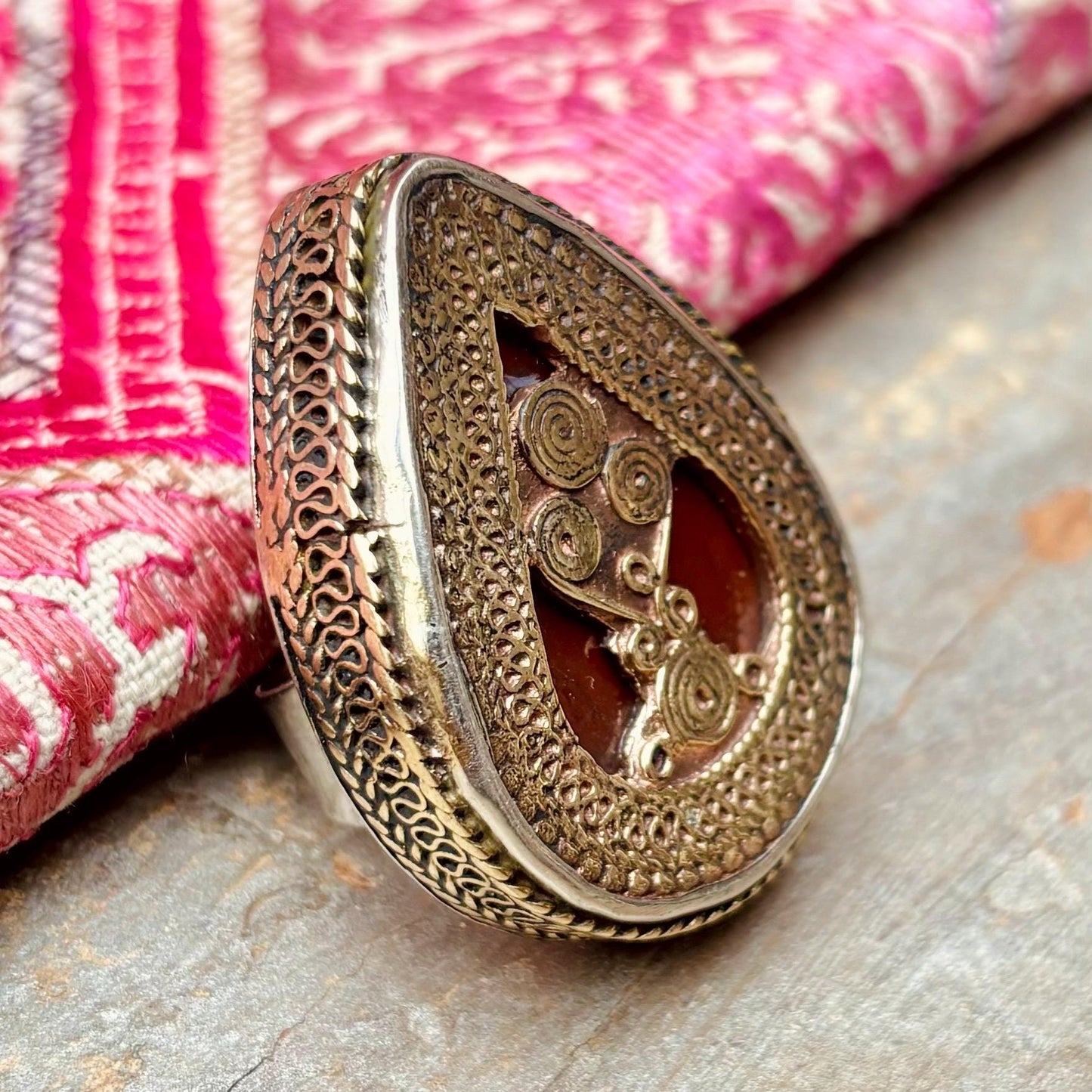 Bague Turkmène, Afghane, Grosse bague festival, Hippie, Boho, Gypsy, Bague tribale, Ethnique, Orientale, Bague filigrane, Vintage, Artisanat