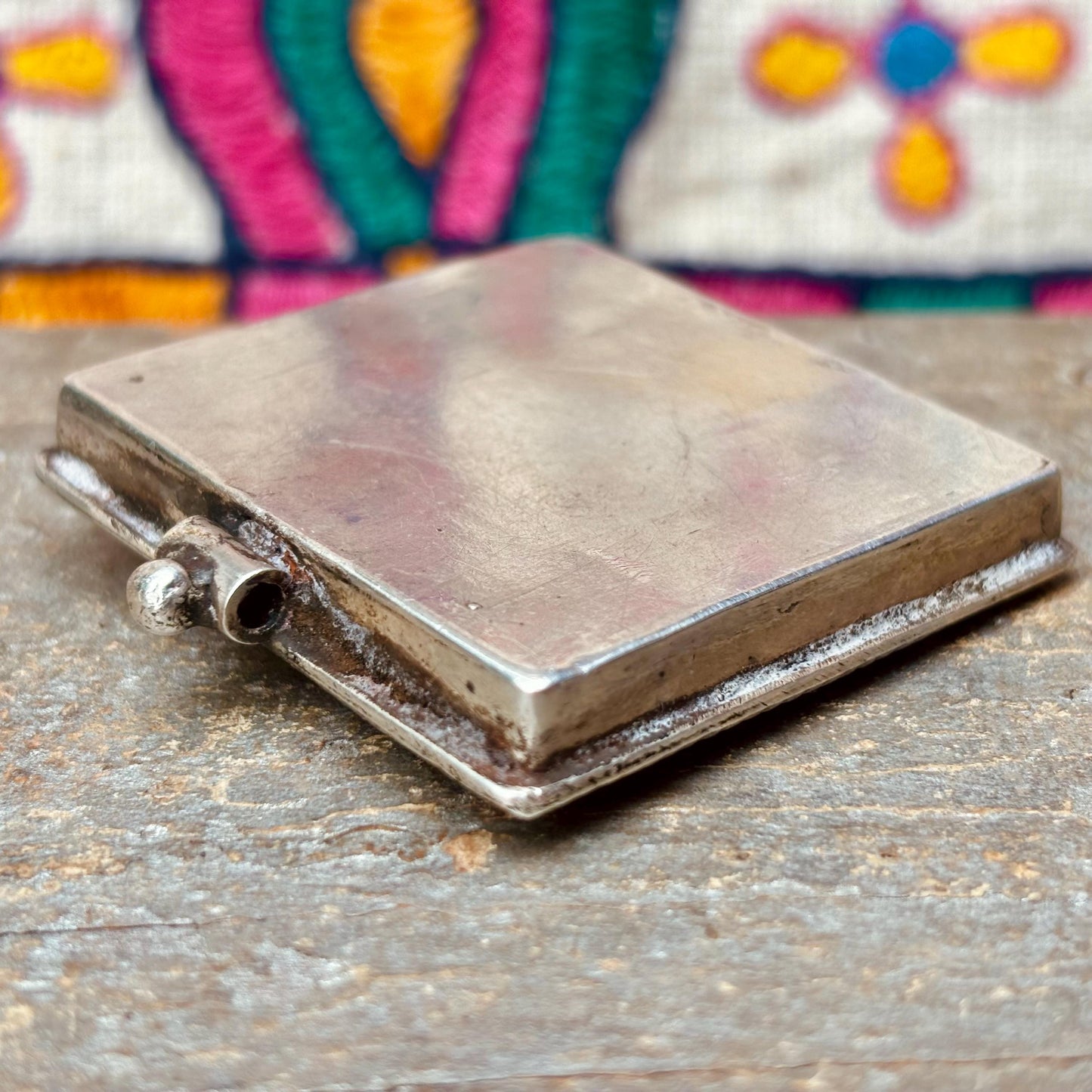 Colgante indio antiguo de plata Ganesh Lakshmi, Amuleto indio vintage, Joya talismán hindú luna y sol, Joya antigua de la India, Rajastán.