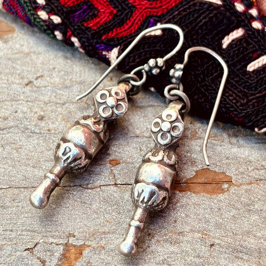 Boucles d'oreille argent ethniques indiennes - Bijou tribal Rajasthan