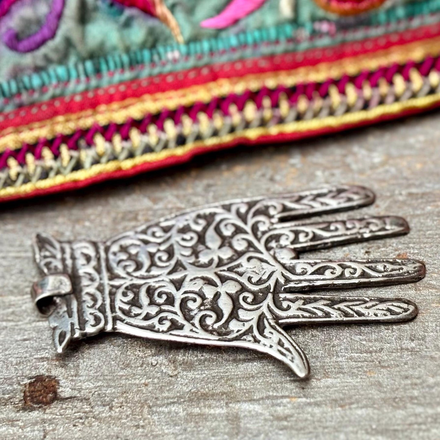 Colgante de plata Mano de Fátima, Hamsa, Khamsa, Joya árabe oriental, Antigüedades Marruecos Magreb, Amuleto Talismán vintage, Regalo mujer