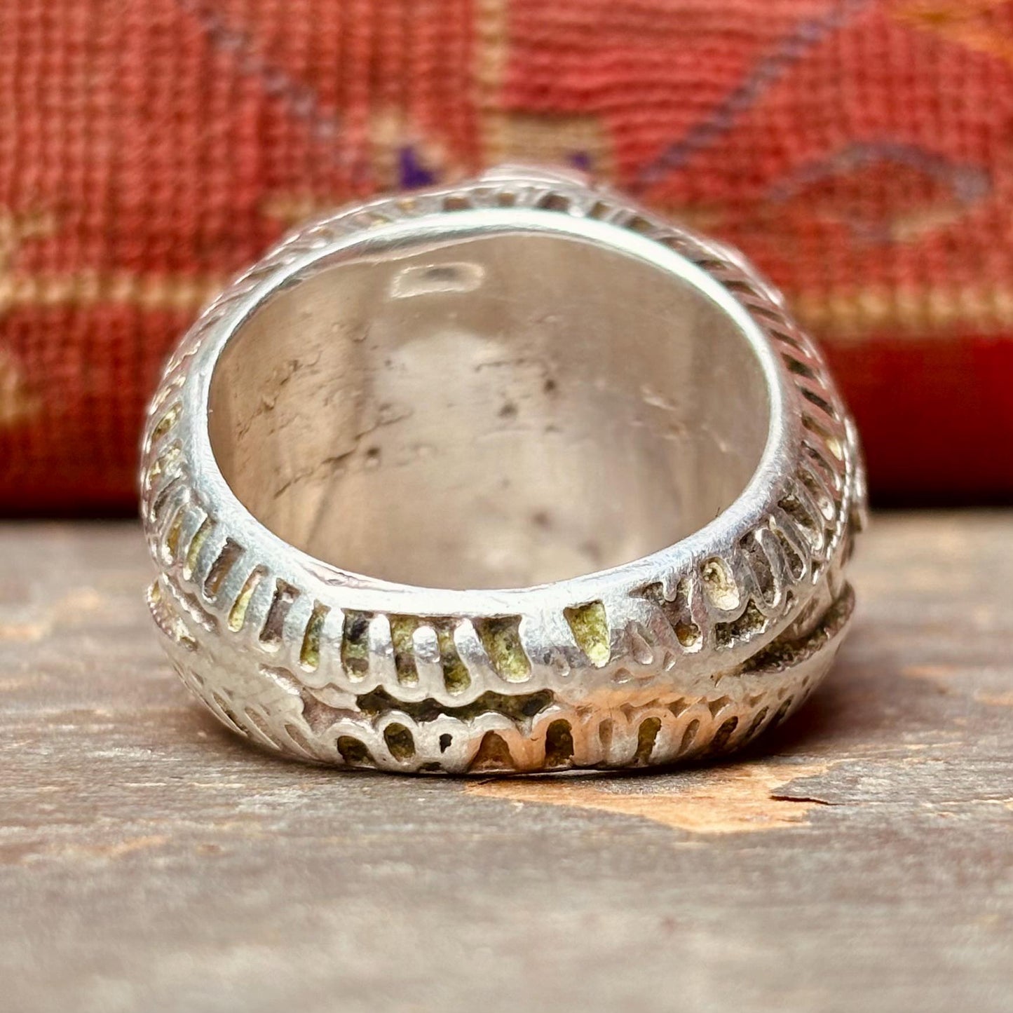 Große Herrenring Silber Achat Intarsie Afghanistan, Islamischer arabischer orientalischer asiatischer antiker Ring, Aqeeq Schutz bösen Blick