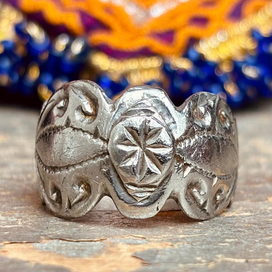 Bague Berbère vintage argent Amazigh - Bijou tribal Maroc Atlas - Bague antique Maghreb