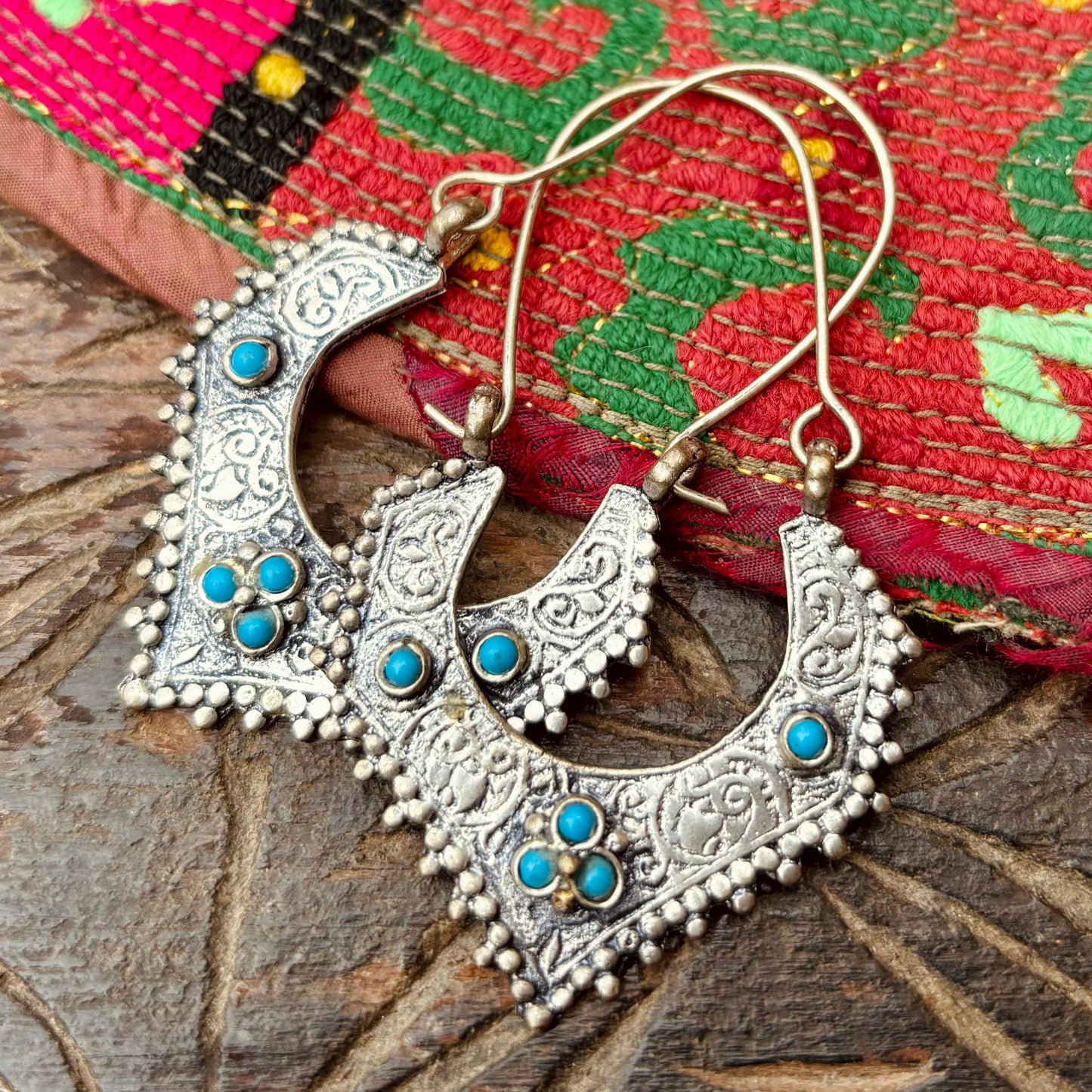 Créoles tribales afghanes boho - Anneaux danse orientale - Bijou ethnique