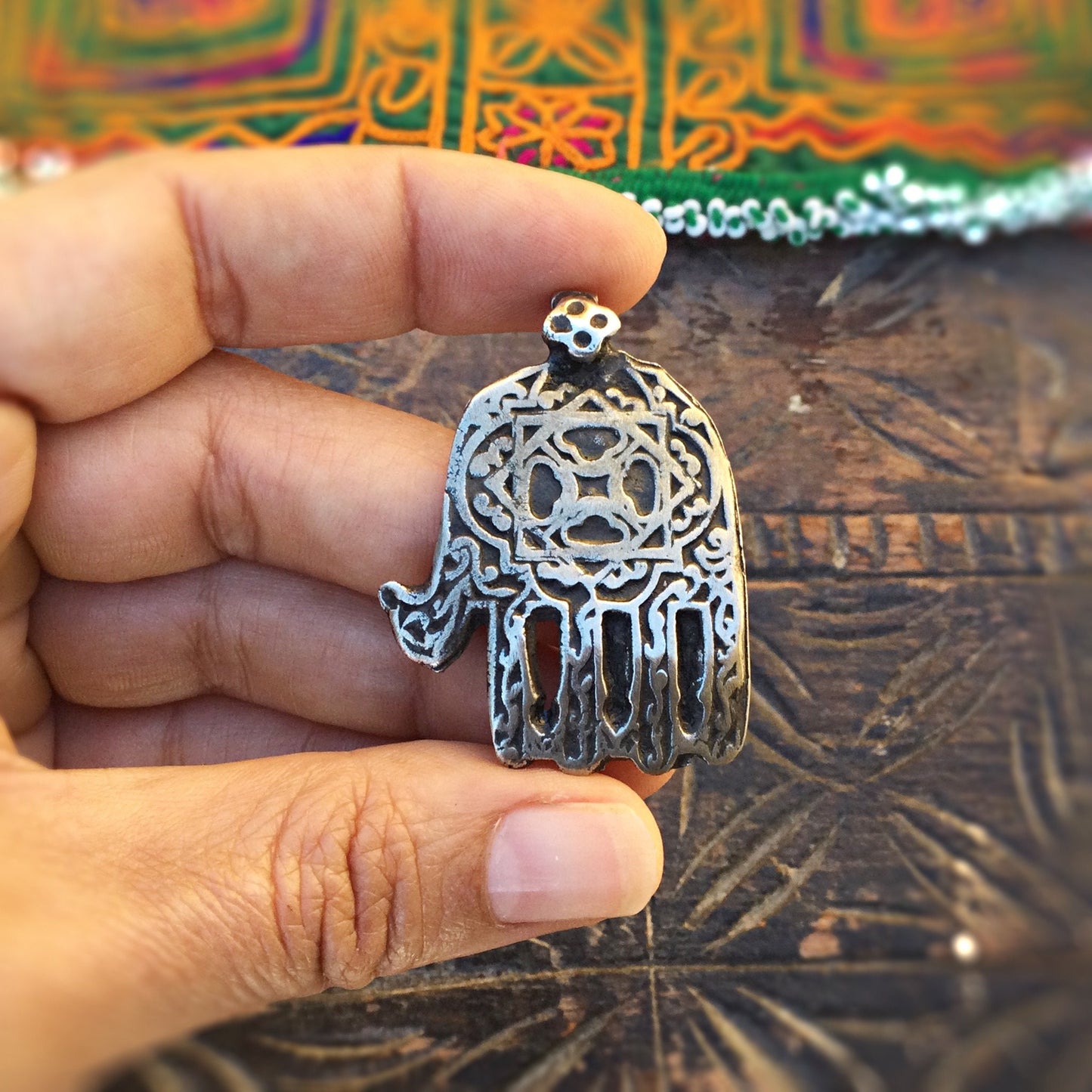 Main de Fatima, Fatma, Hamsa, Khamsa, Pendentif amulette protection marocain, Bijou ancien vintage, Symbole protection oriental mauvais oeil