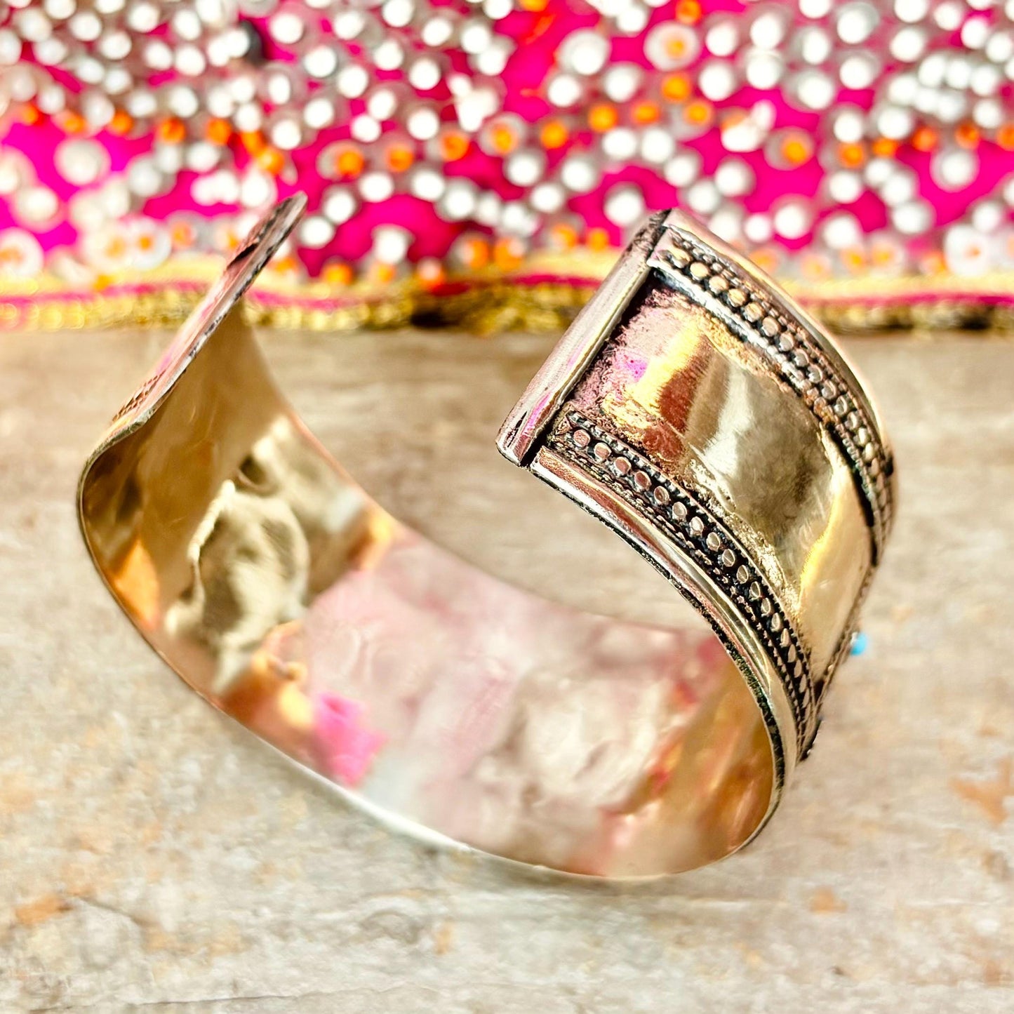 Pulsera brazalete étnica vintage oriental boho asiática gitana, Pulsera de metal, Joya artesanal turcomana antigua, Regalo para mujer