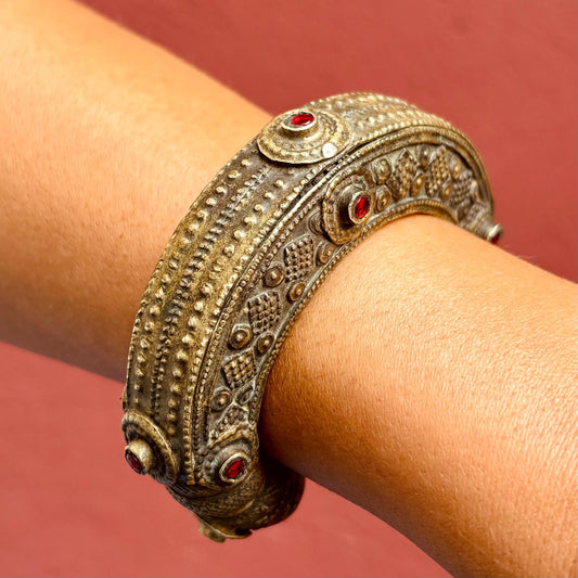 Bracelet Tribal Afghan Bronze Vintage - Manchette Kuchi Ethnique - Bijou Statement Bohème Oriental