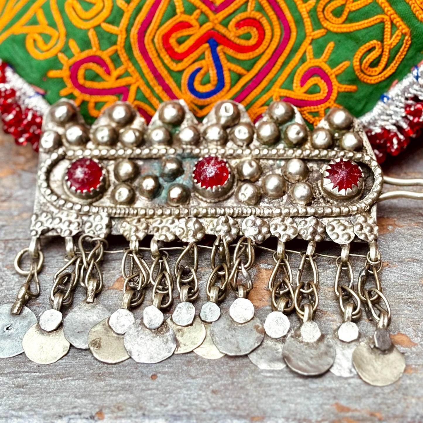 Horquilla antigua para el cabello, joya étnica tribal Kuchi de nómadas afganos, joya asiática oriental boho, danza oriental tribal fusión, regalo.