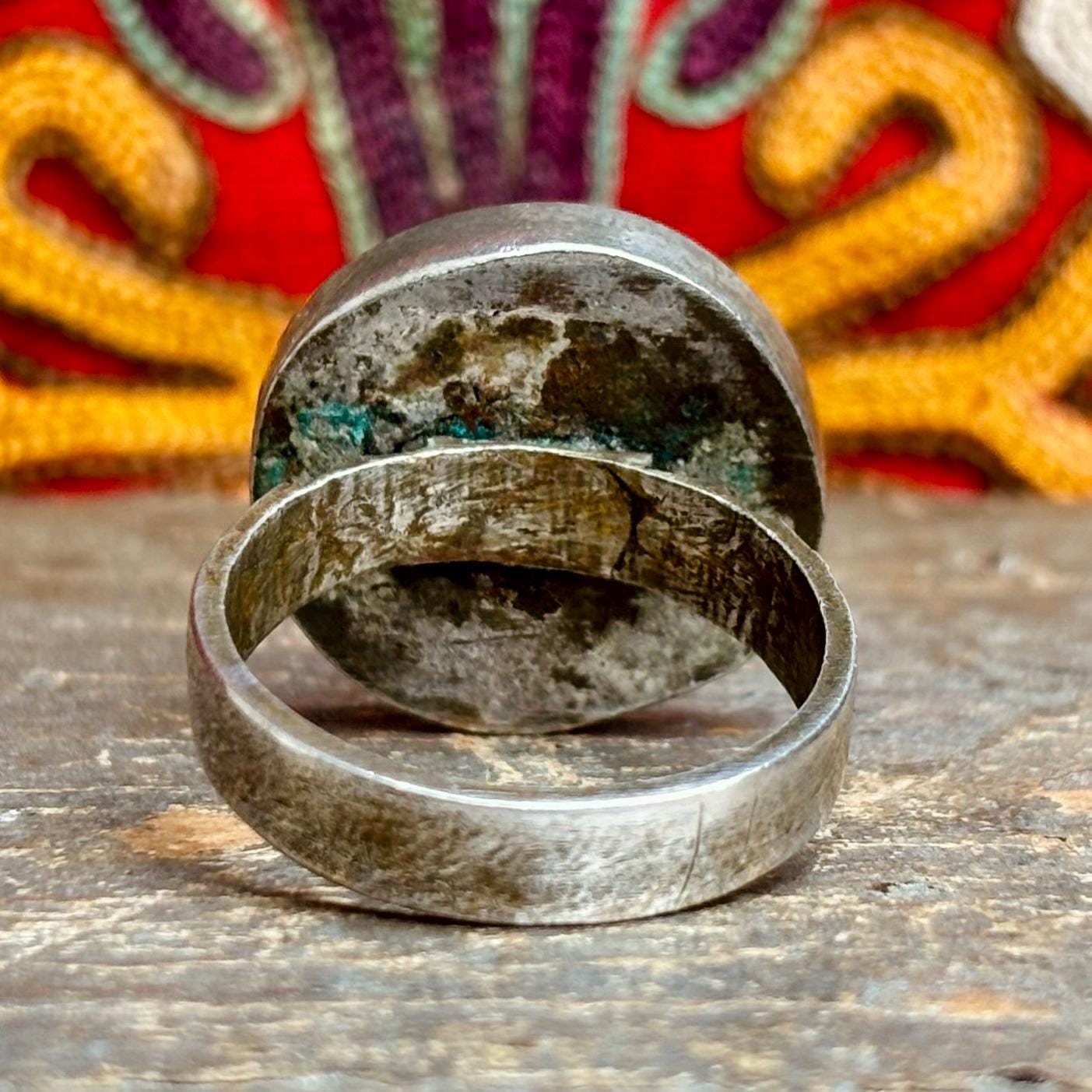 Bague Touareg ancienne argent ronde - Bijou tribal Sahara - Bague antique minimaliste Atlas