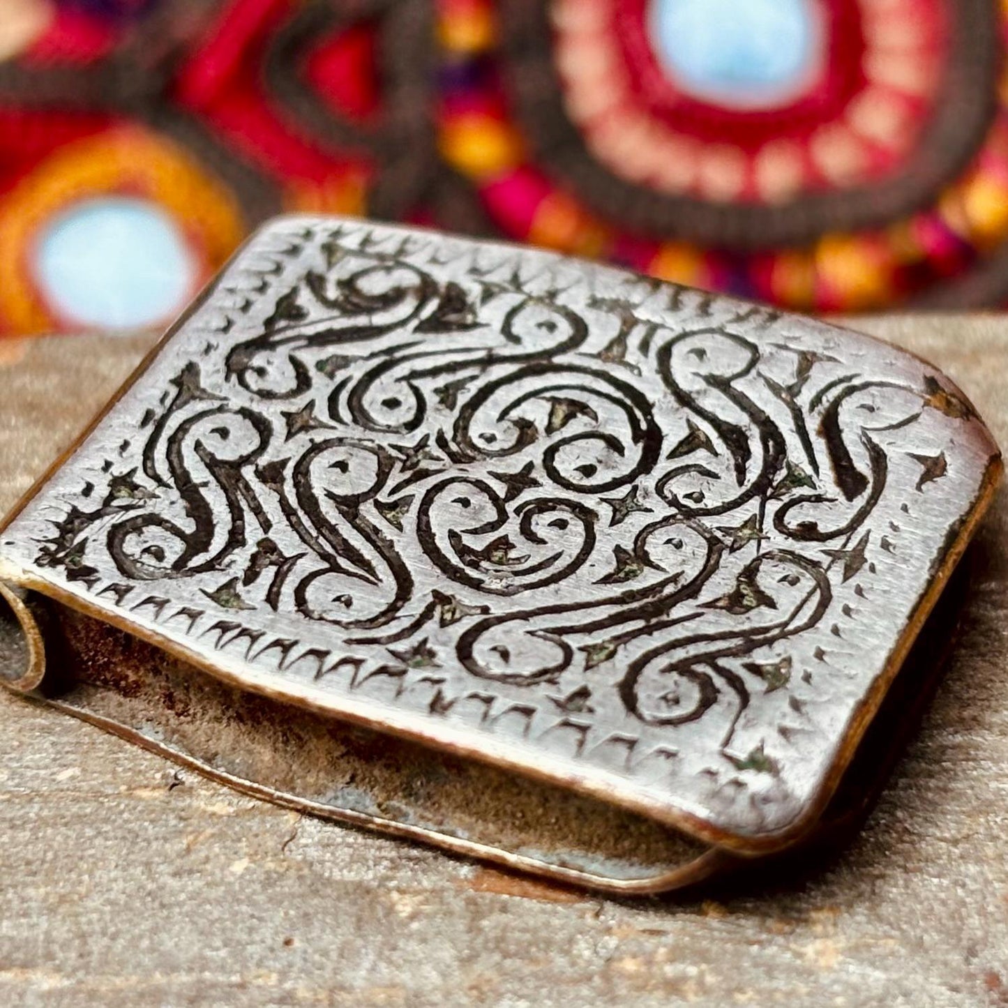 Pendentif amulette Berbère argent niellé - Talisman ancien kitab du Maroc
