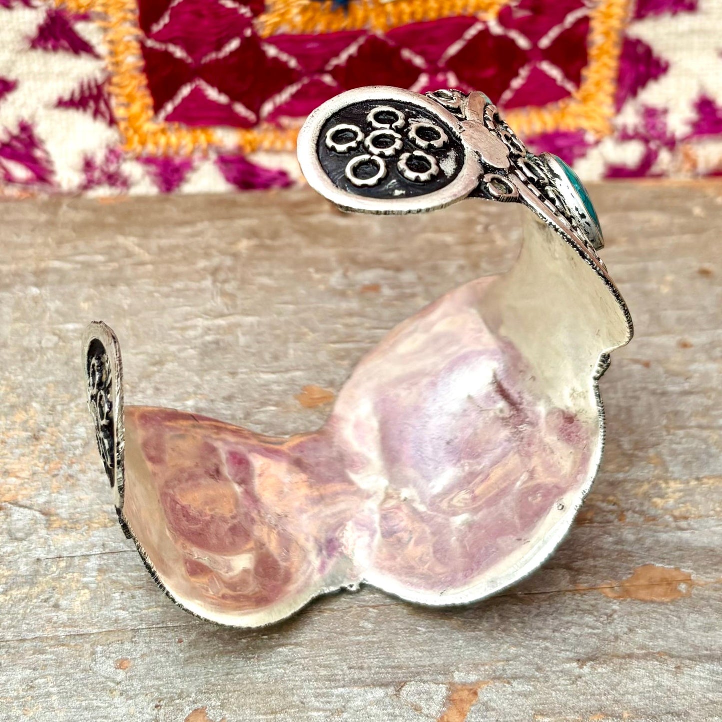 Vintage Türkis Silber Armreif | Afghanisch Turkmen Ethno Schmuck