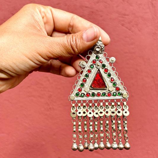Pendentif Tribal Afghan Triangle Vintage - Ornement Kuchi Ethnique - Bijou Statement Danse Orientale