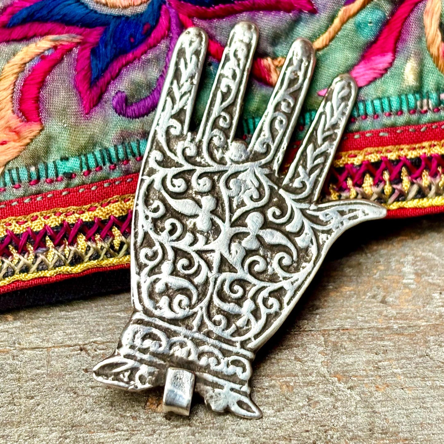 Colgante de plata Mano de Fátima, Hamsa, Khamsa, Joya árabe oriental, Antigüedades Marruecos Magreb, Amuleto Talismán vintage, Regalo mujer