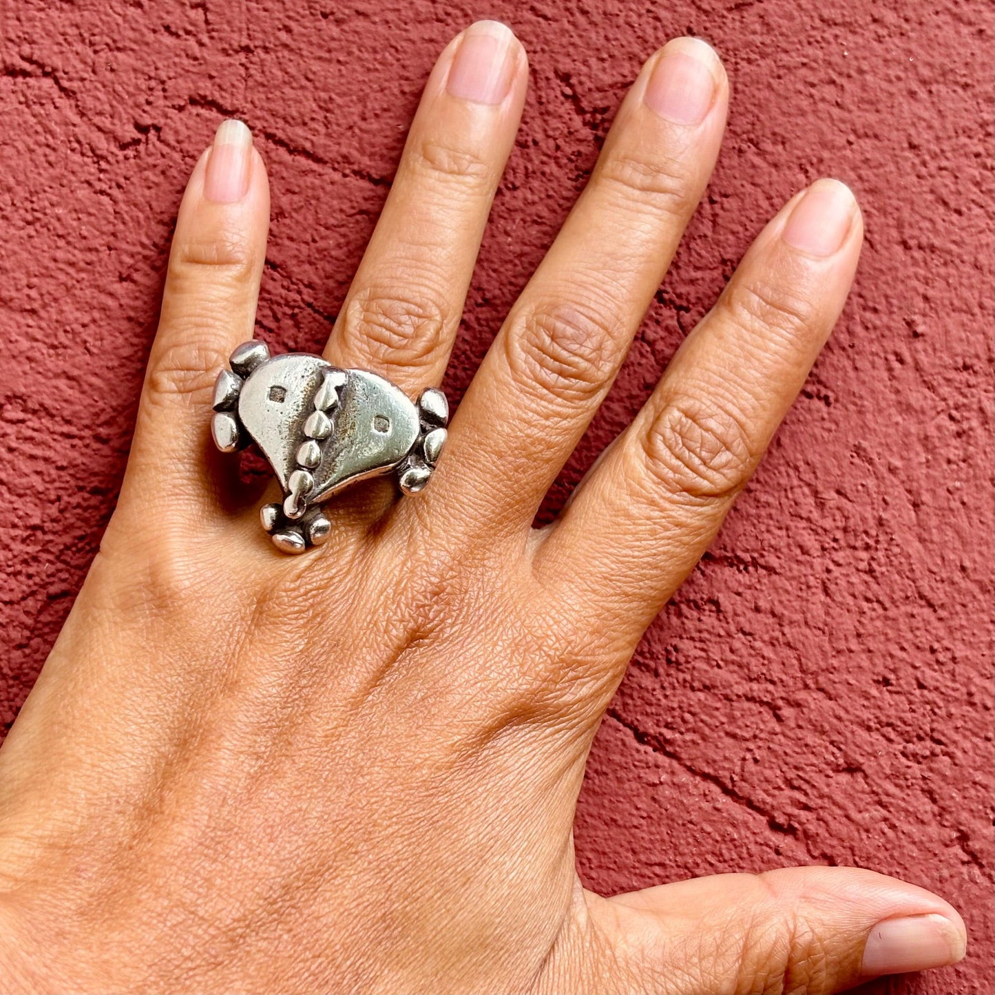 Anillo grande de corazón de plata Peul Fulani, Anillo de declaración antiguo Sahel Mali, Joya africana tribal étnica, Anillo Magreb Sahara, Regalo para hombre
