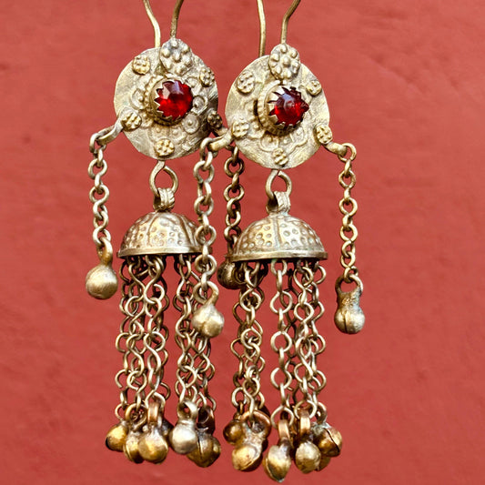 Vintage Afghan Jhumka Ohrringe - Tribal Kuchi Kollektion Stück - Ethnisches Statement Schmuck