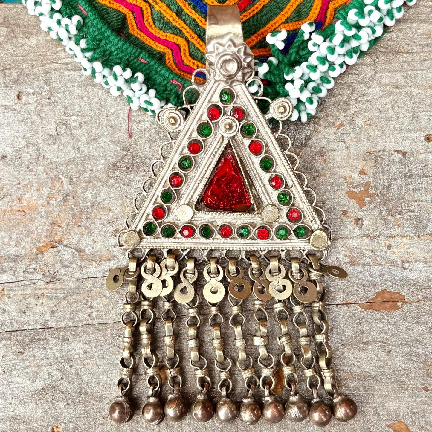 Pendentif Tribal Afghan Triangle Vintage - Ornement Kuchi Ethnique - Bijou Statement Danse Orientale