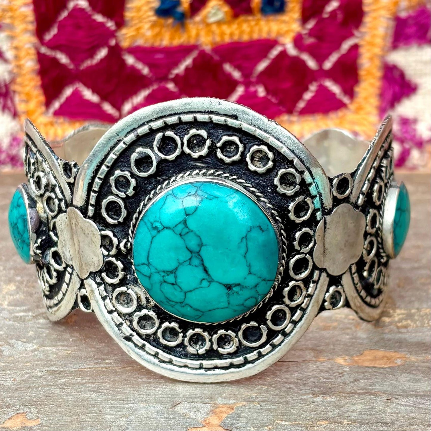 Vintage Türkis Silber Armreif | Afghanisch Turkmen Ethno Schmuck