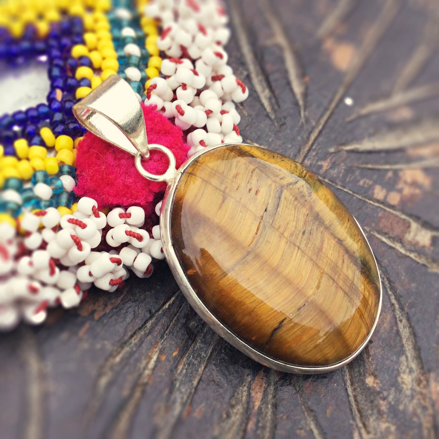 Tigerauge Anhänger, Ovaler Stein Anhänger, Massives Silber, Natürlicher Stein Anhänger, Schutzstein, Tigerauge Schmuck