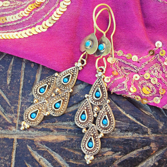 Boucles d’oreille ethniques, tribales, vintage, Bijoux Afghans, Bijoux ethniques, Boucles gypsy boho orientales Cadeau pour femme,