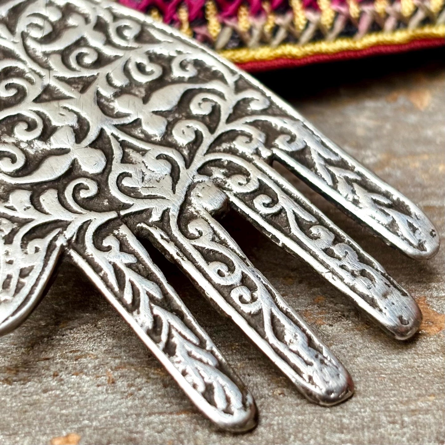 Colgante de plata Mano de Fátima, Hamsa, Khamsa, Joya árabe oriental, Antigüedades Marruecos Magreb, Amuleto Talismán vintage, Regalo mujer