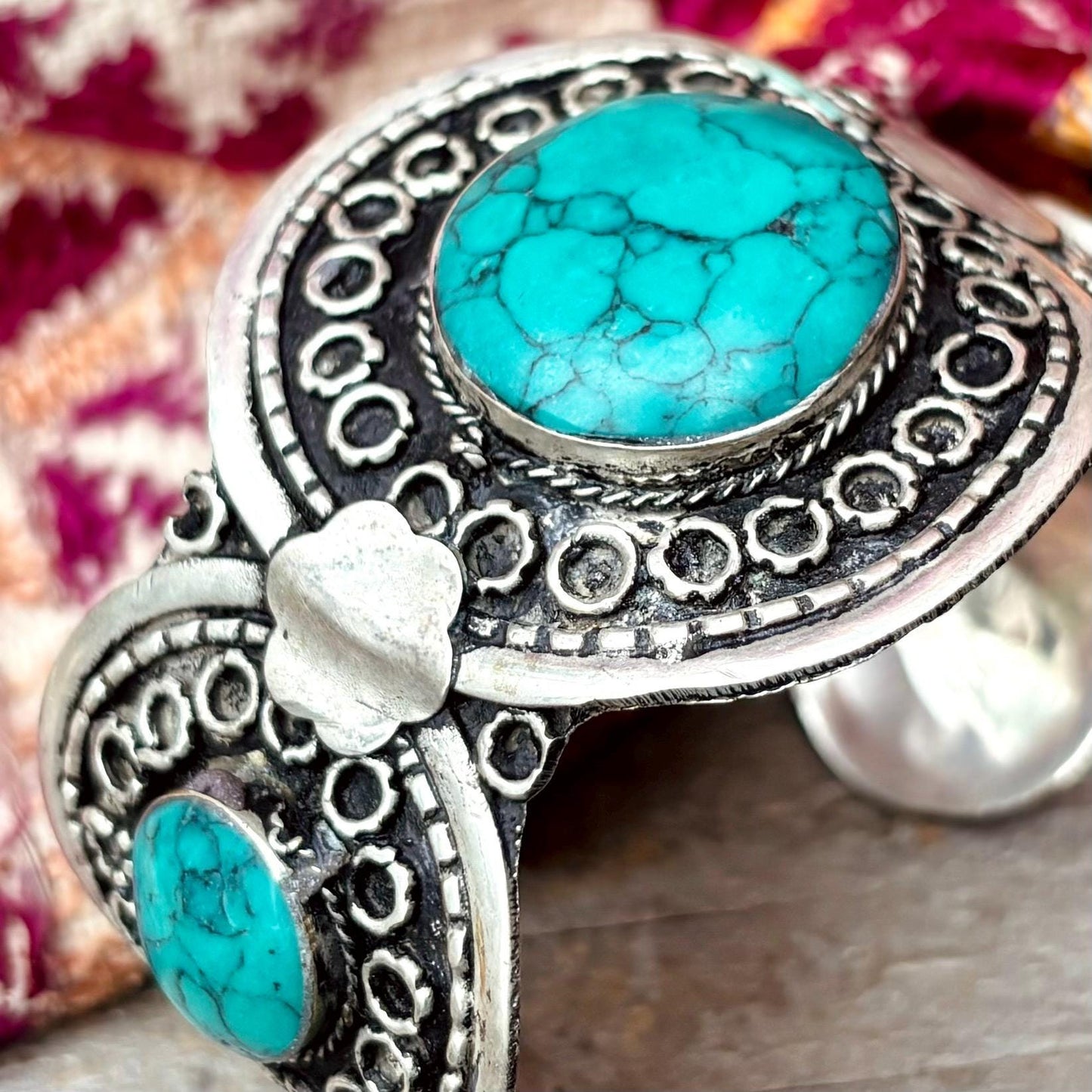 Vintage Türkis Silber Armreif | Afghanisch Turkmen Ethno Schmuck