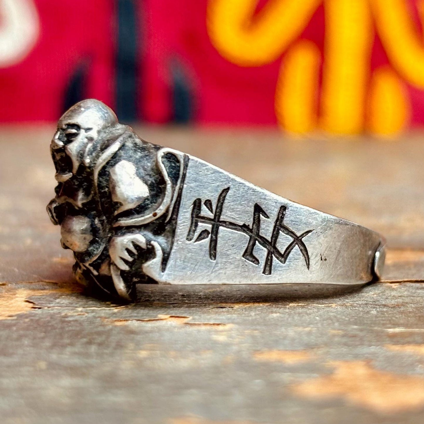 Bague Bouddha, Bague argent réglable, Bague Chinoise, Bijoux vintage, Bague Tribale Orientale Hippie Boho Bouddhiste Asiatique Bu Dai