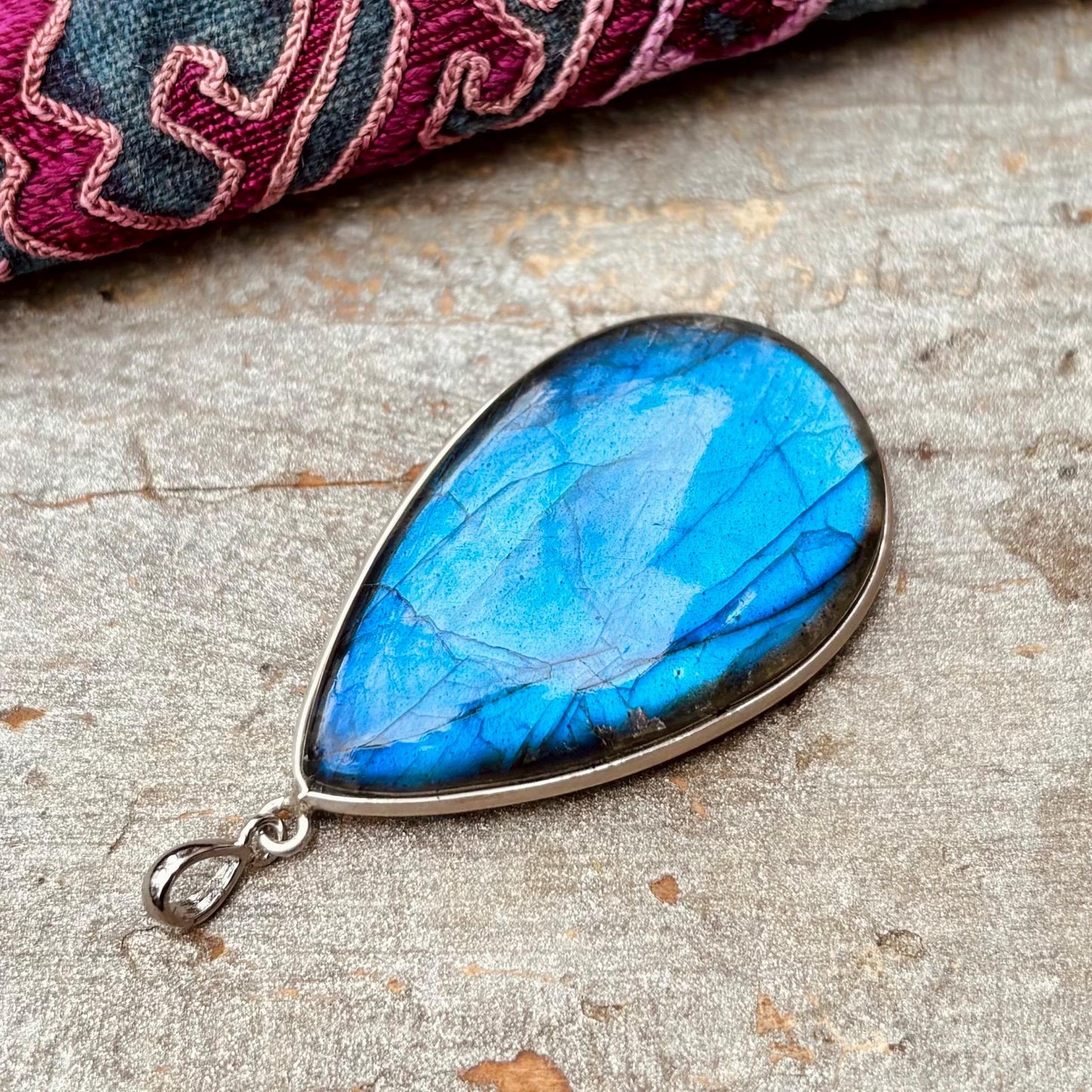 Labradorit Anhänger Silber, Edelstein Anhänger, Halbedelstein, Tropfen Anhänger natürliche Steine, Labradorit Schmuck, Geschenk