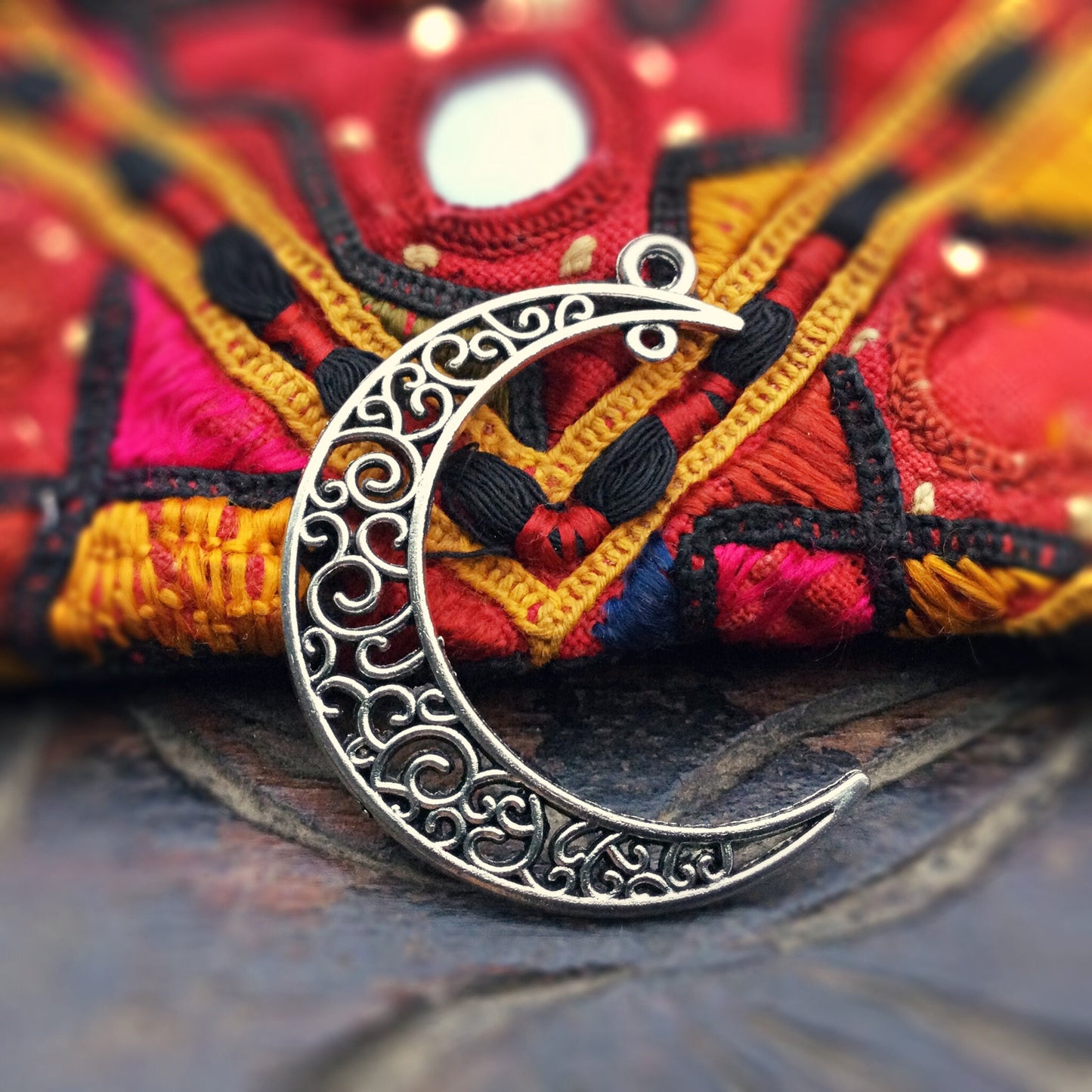 Breloque lune ajourée, Pendentif lune argent, Fabrication création de bijoux, Breloque charm croissant, Pendentif croissant argent boho