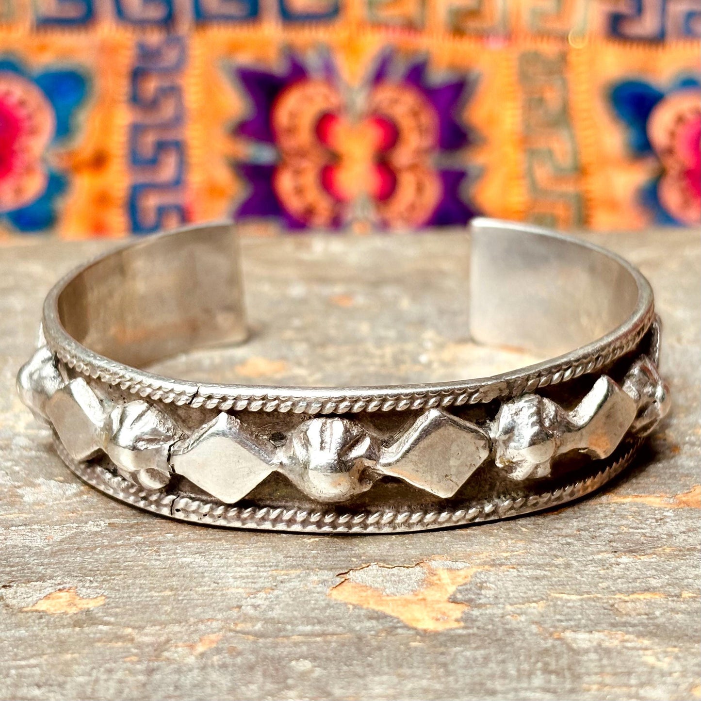 Bracelet argent ancien Algérie chaoui - Bijou vintage ethnique tribal Aurès authentique