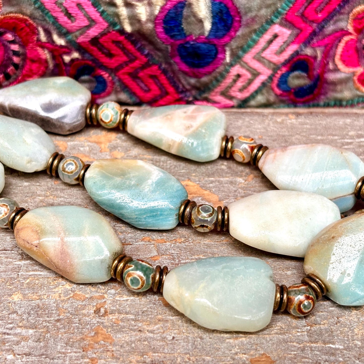 Collar de amazonita verde, collar de piedra natural barroca, gargantilla, joya de piedra natural semipreciosa, regalo para mujer.