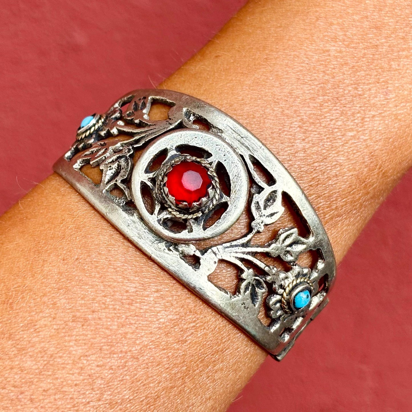 Bracelet Afghan Vintage Articulé - Bijou Ethnique Tribal Boho