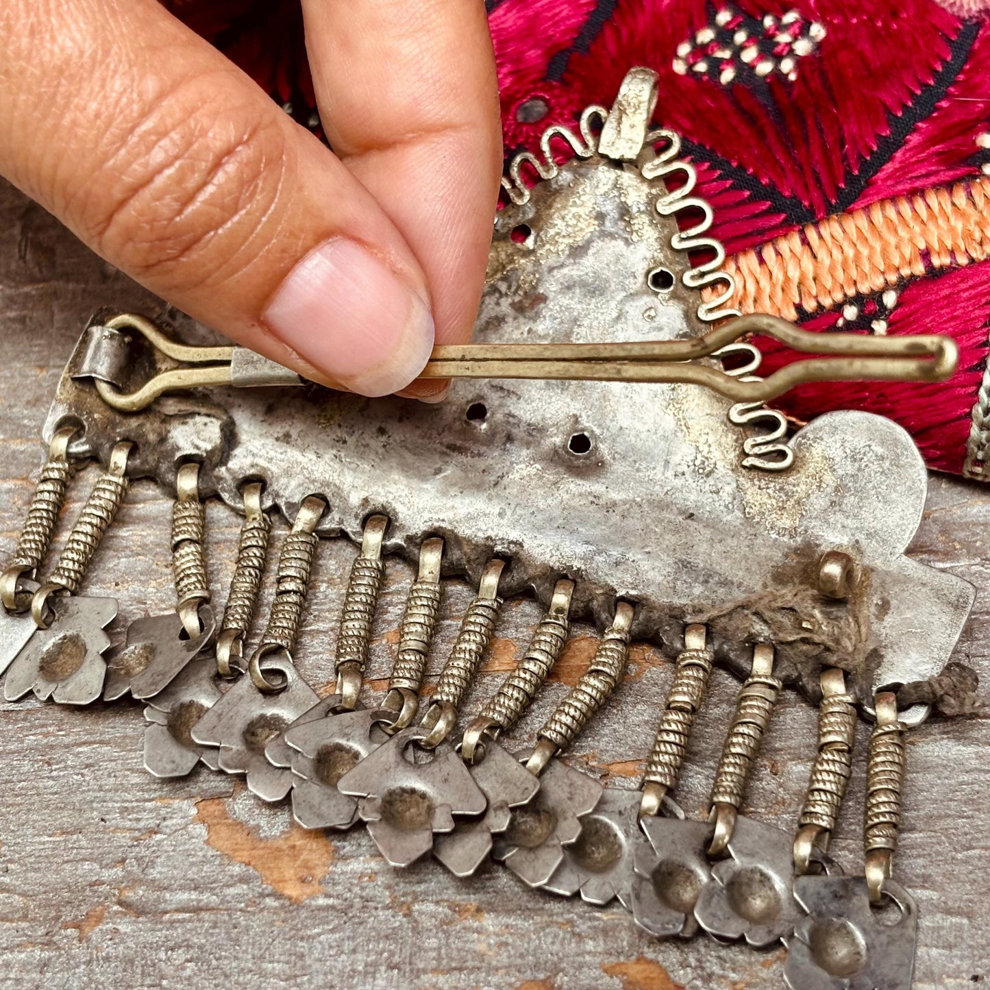 Horquilla antigua para el cabello, Joya étnica tribal Kuchi de nómadas afganos, Joya asiática oriental boho, Danza oriental tribal fusión, Regalo