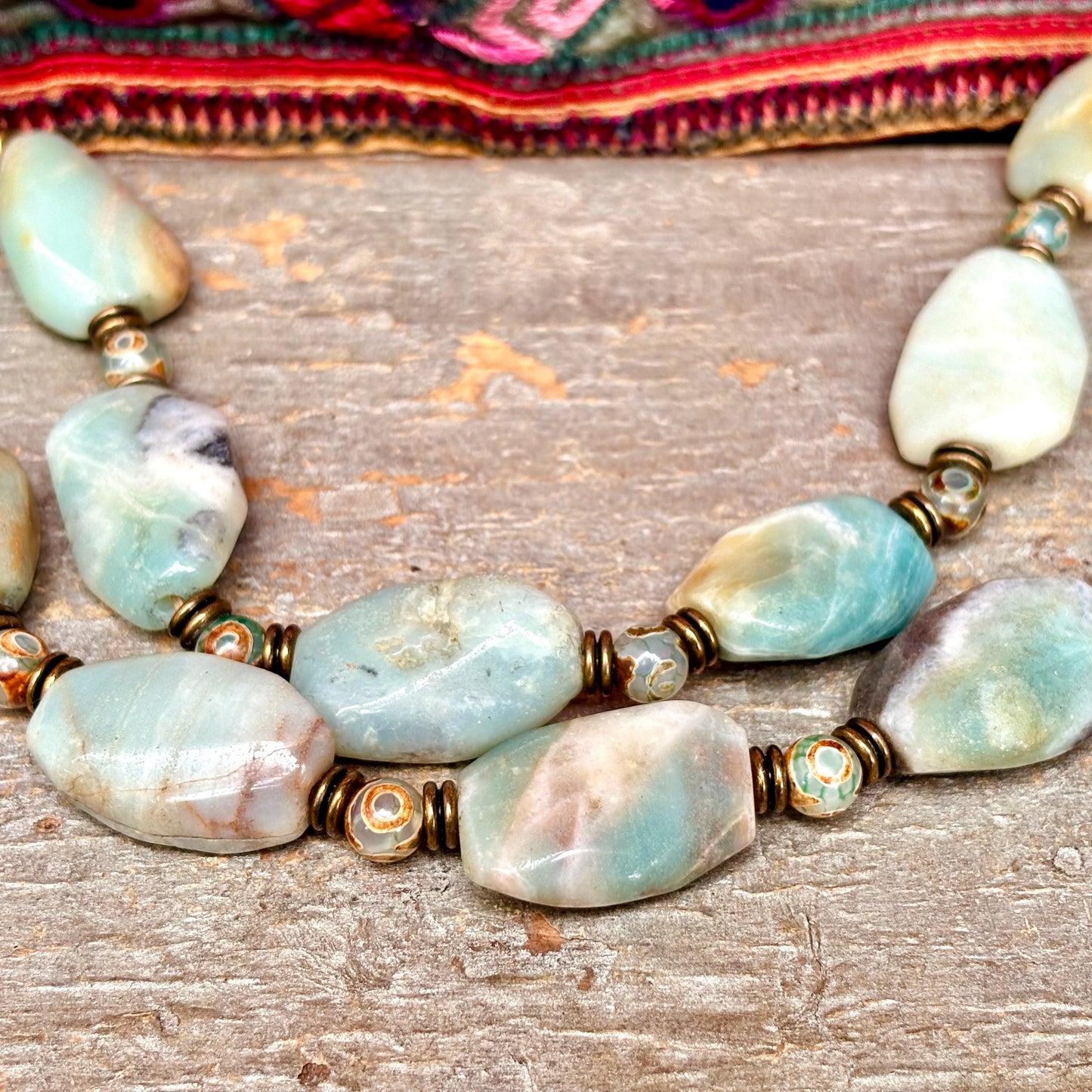 Collar de amazonita verde, collar de piedra natural barroca, gargantilla, joya de piedra natural semipreciosa, regalo para mujer.