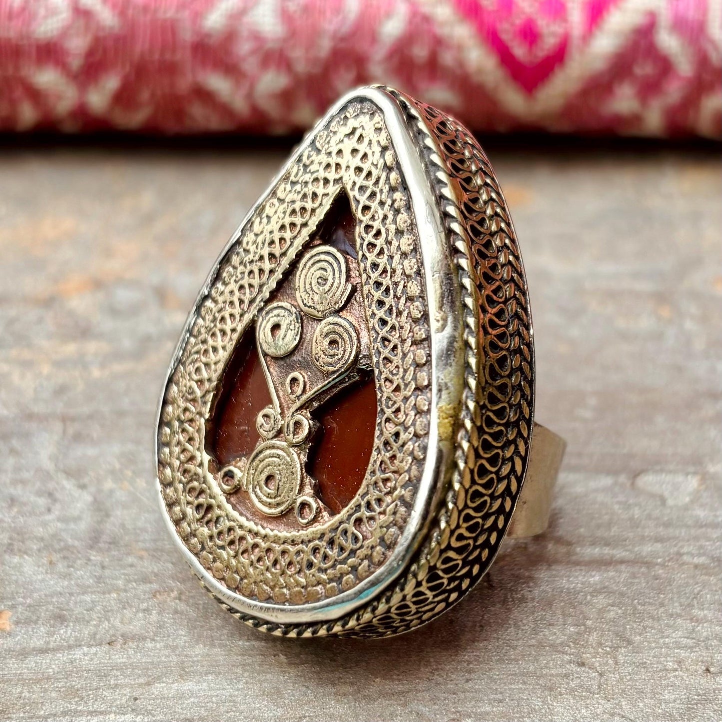 Bague Turkmène, Afghane, Grosse bague festival, Hippie, Boho, Gypsy, Bague tribale, Ethnique, Orientale, Bague filigrane, Vintage, Artisanat