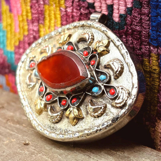 Colgante tribal étnico de cornalina, Joya india afgana oriental asiática, Estilo boho gitano, danza del vientre, Collar Kuchi vintage, Regalo