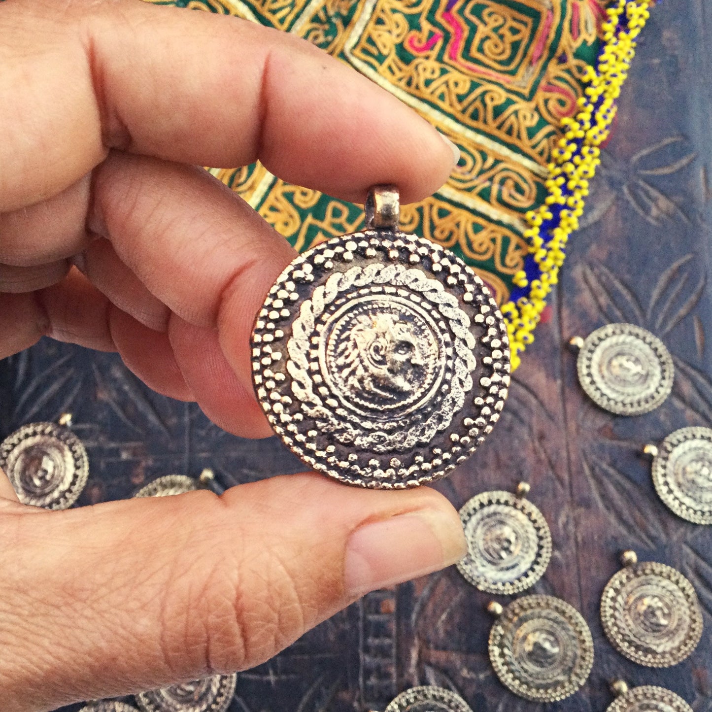 Breloques Afghanes Vintage - Lot 3 Pendentifs Ethniques Kuchi | Création Bijoux