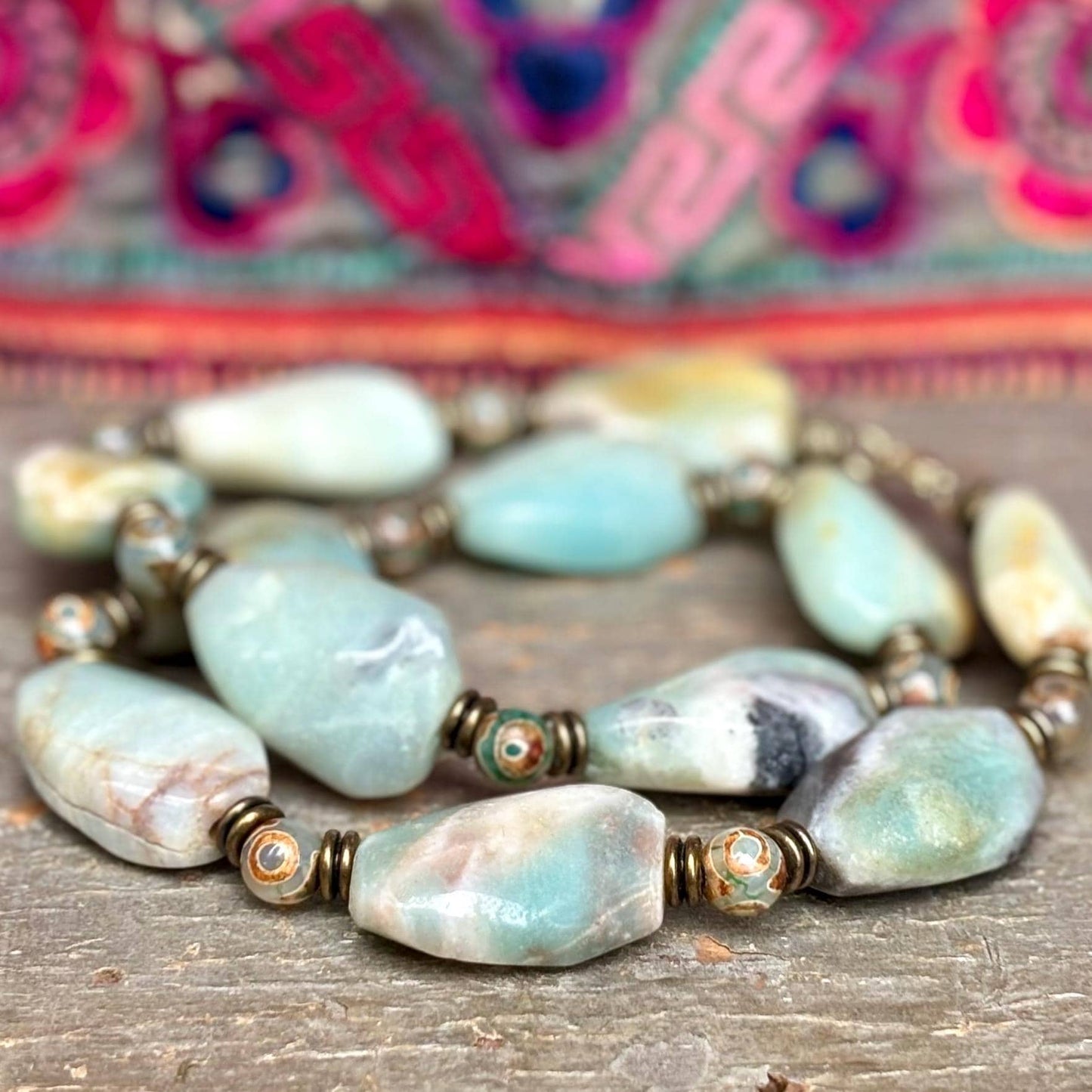 Collar de amazonita verde, collar de piedra natural barroca, gargantilla, joya de piedra natural semipreciosa, regalo para mujer.