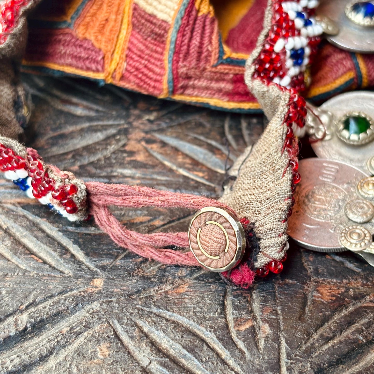 Halskette Choker Boho Tribal Oriental, Kurze Perlenkette Afghanische Nomadenstamm, Ethnische Hippie Zigeuner Stil Tribal Fusion