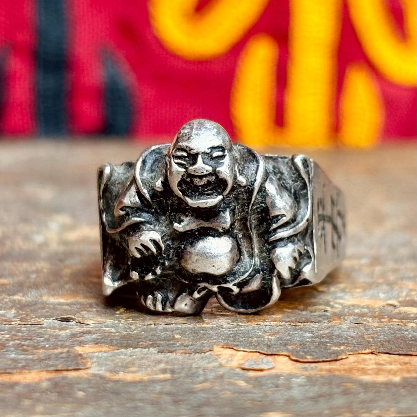 Bague Bouddha, Bague argent réglable, Bague Chinoise, Bijoux vintage, Bague Tribale Orientale Hippie Boho Bouddhiste Asiatique Bu Dai