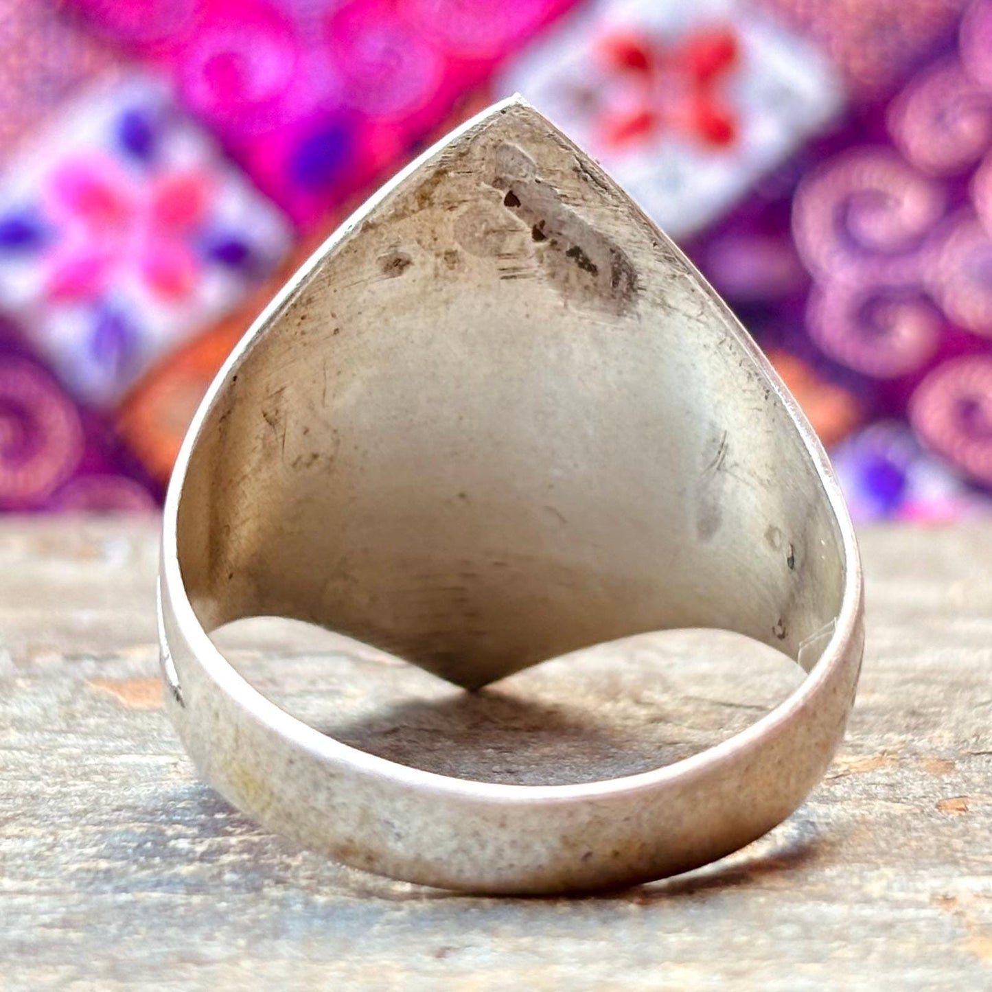 Bague argent lapis lazuli, Bague ethnique vintage, Bague tribale pierre bleue pointe, Bague afghane orientale ethnique, Cadeau pour femme