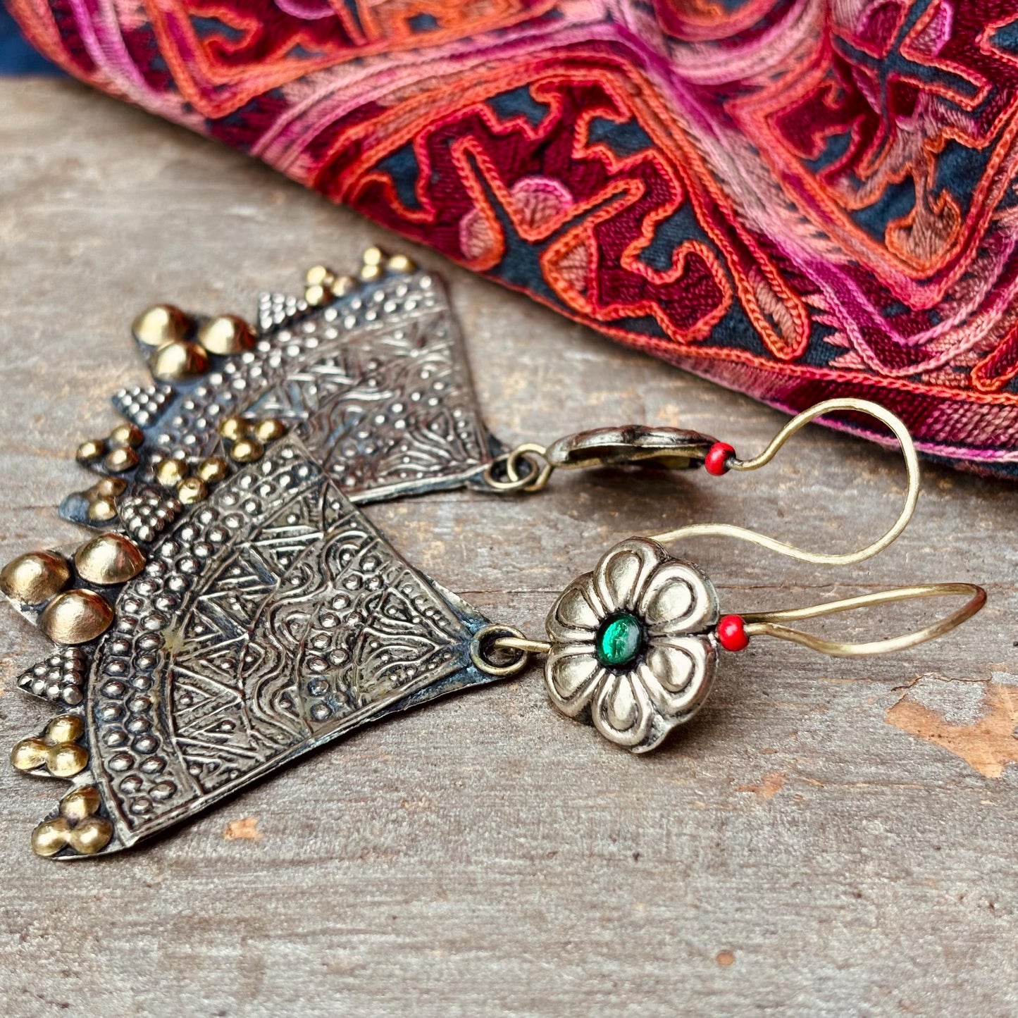 Pendientes étnicos tribales boho, Joyas de tribus nómadas de Afganistán, Pendientes orientales folclóricos festival bohemio
