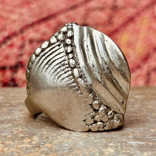 Bague Peul argent Mali - Amulette ancienne Afrique de l'Ouest - Bijou tribal Sahel